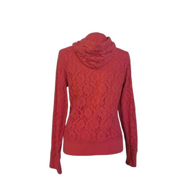 Aéropostale Pink Lace Hoodie Sweatshirt Lightweight Jacket - Picture 8 of 12